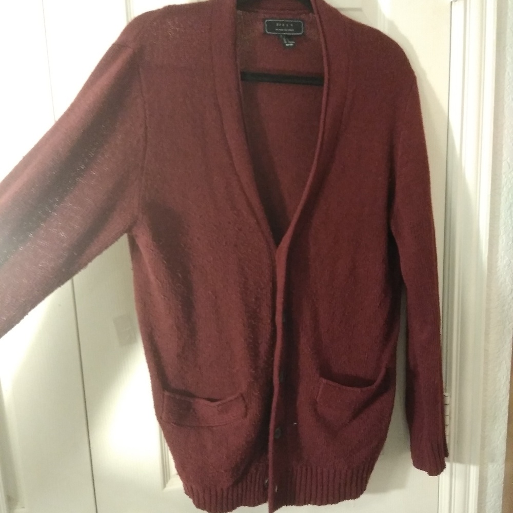 Burgundy Men's Cardigan